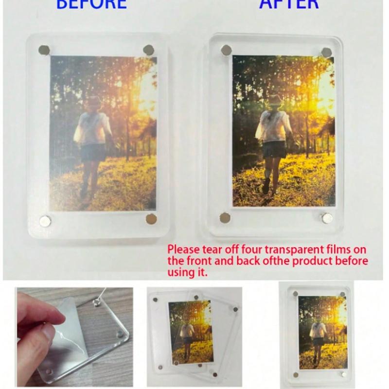 1pc New Magnetic Photo Clip For Car Sun Visor, Universal Acrylic Fridge Magnet Transparent Magnetic Instant Photo Frame Car Sun Visor Photo Frame Clip