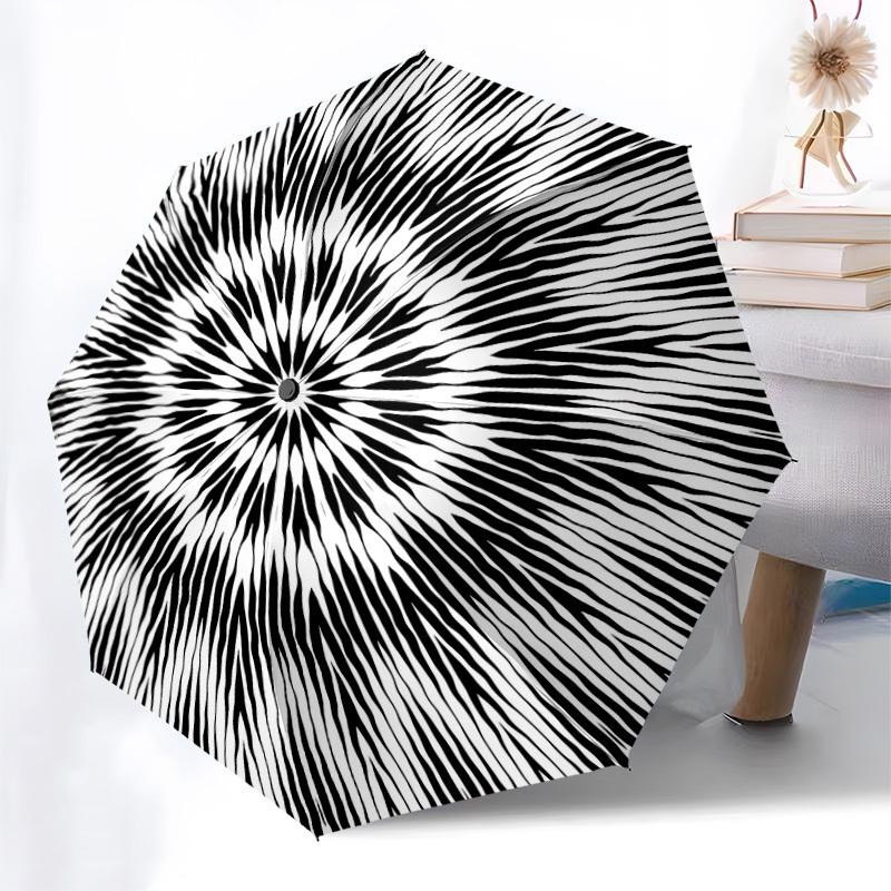 1pc Circular Pattern Automatic Umbrella Durable Iron Frame & Plastic Handle, Gift for Men & Women, Sturdy Construction Yy250905206