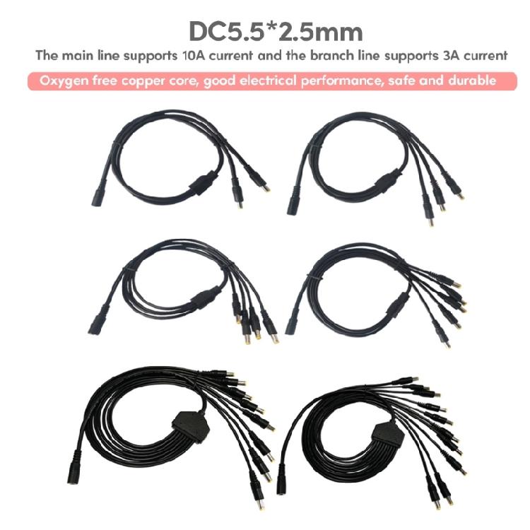 Power Splitter Cable 5.5mmx2.5mm Female Plug to 2/3/4/5/8/10 Male Splitter