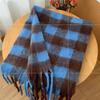 Autumn and Winter New European and American Ac Plaid Scarf Women's Fashion Contrasting Color Warm Couple Student Scarf Thickened Shawl