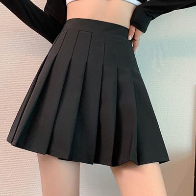 2022 High Waist Skirt Womem Solid Black Preppy Pleated Mini Skirt Summer Fashion Korean A-Line Short Skirt Girl Y2k Cute Skirt