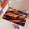1pc, 2D Flat Printing, Orange Sports Car Pattern Floor Mat, Doorway Entrance Rug, Non-Slip And Machine Washable Polyester Carpet, Suitable for Home An