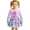 Kids Girls Casual Daily Dress Cute Cartoon Print Long Sleeves Dance Wear Princess Dress  2-12 Years