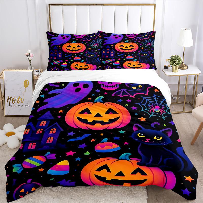 3pcs Halloween decorations Duvet Cover Set - Machine Washable, Includes 1 Cover and 2 Pillowcases, No Core Included yy251013105