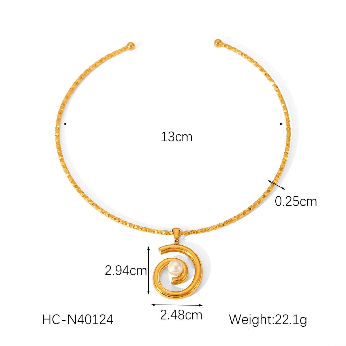 

Ожерелье-чокер из нержавеющей стали с рифленым жемчужным кулоном из 18-каратного золота для женщин