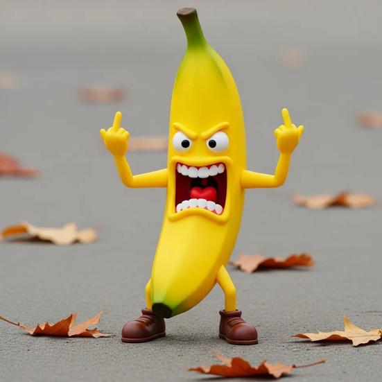 

Angry Fruit Figurine Middle Finger Fruit Ornament Desktop Fruit Series Vegetable Statue for Office Desk Decor Stress Relief B