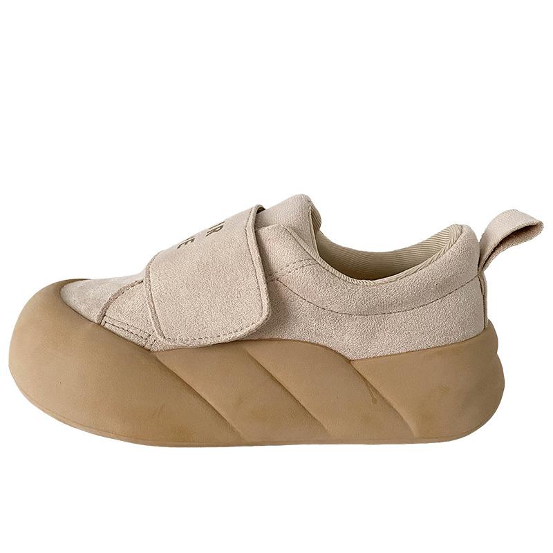 

XY-A317 latex insole/Velcro thick-soled round head little white shoes women s 2025 new board shoes casual bread shoes 35 грязно-белый