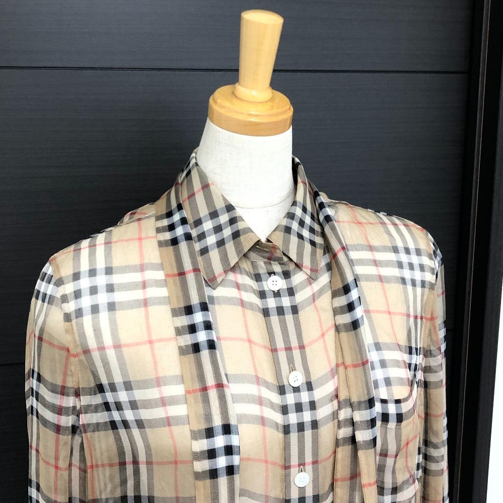 BURBERRY Check pattern see-through Blouse Shirt Long sleeve shirt