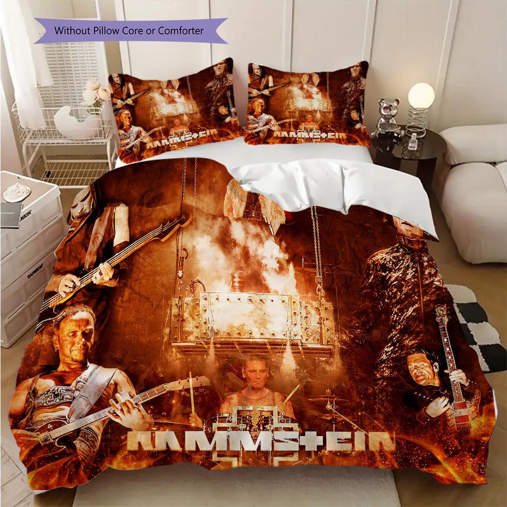Rock Band Performance Theme Three-piece Set (1 * Duvet Cover + 2 * Pillowcase, Without Core) 2D Flat Soft and Comfortable Bedding Set