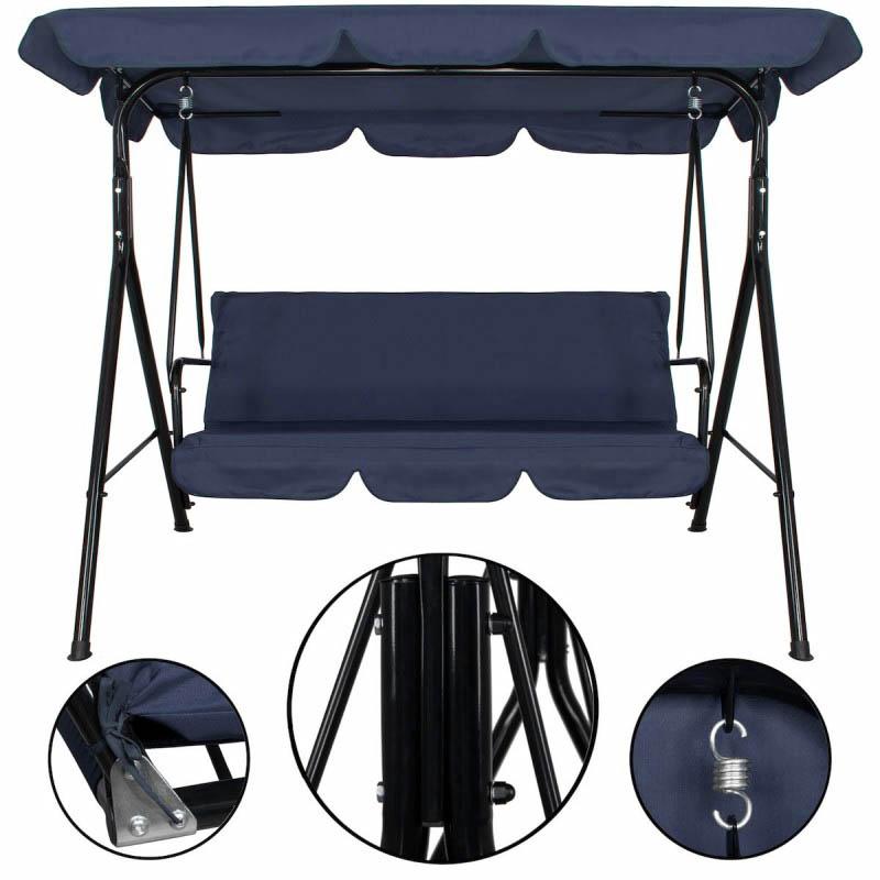 3-Seater Garden Swing, Blue