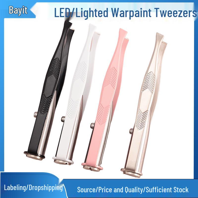 Lighted Stainless Steel Eyebrow Tweezers & Trimmer – Luminous Arrow Beauty Tool