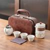 Travel Tea Set Small Portable Outdoor Tea Bag Ceramic One Pot Three Cups Convenient To Carry Tea Set
