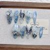 Blue Butterfly 3D Gradient European-Style Medium Length Handmade Pointed Nails