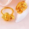 Gold Plated Floral Adjustable Ring Copper Gold Jewelry Accessories Peony Rhinestone Rings  Wedding