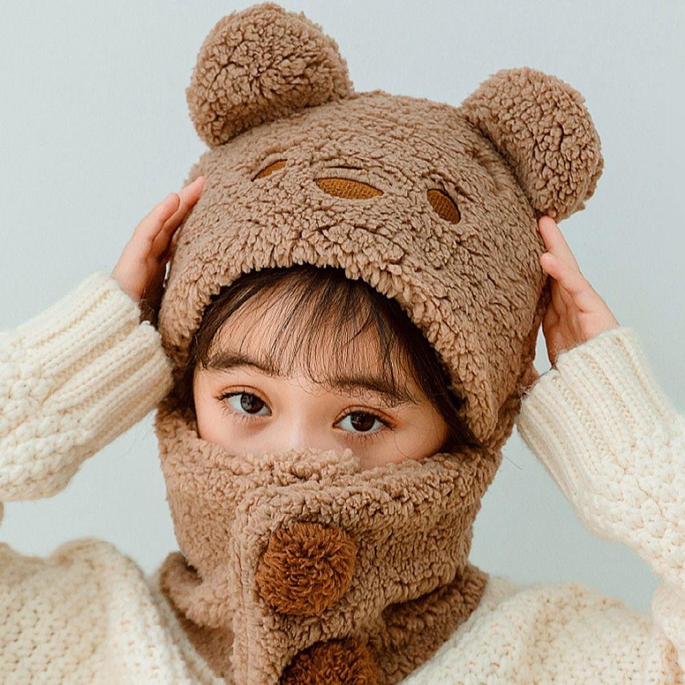 Cold Proof Scarf Hat Windproof Pullover Hat Cute Ear Protection Hat  for Children