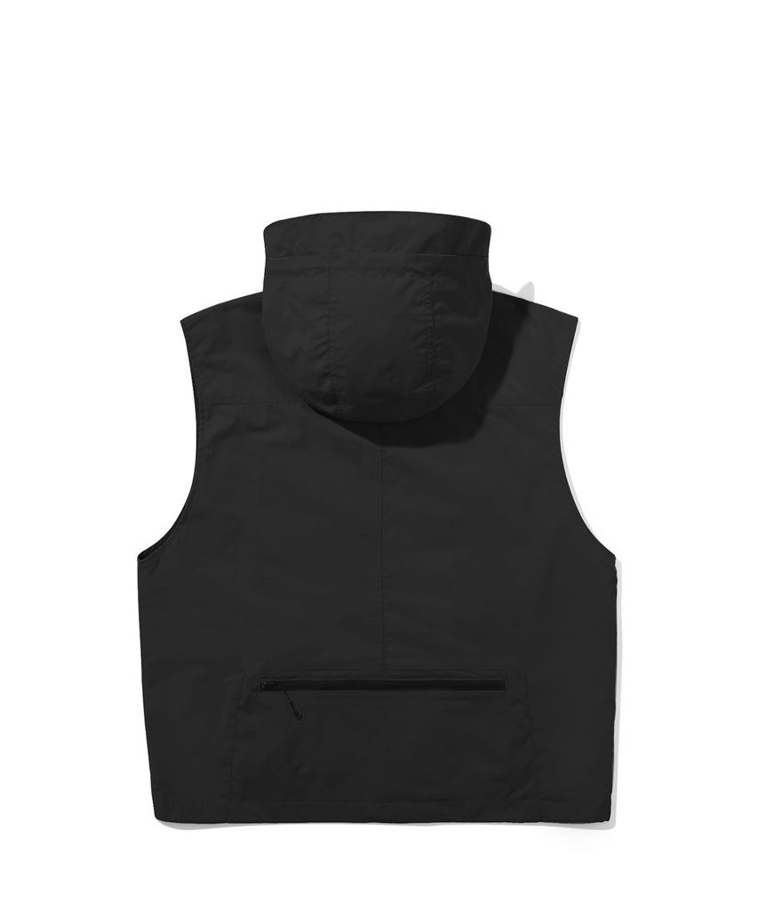 Trillion Division Nylon Hooded Zip-Up Vest (Black)