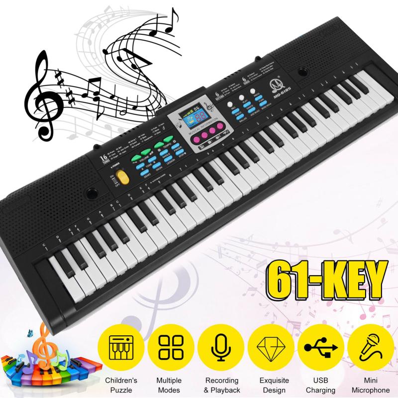 61 Keys Digital Music Electronic Keyboard Kids Multifunctional Electric Piano for Piano Student with Microphone Function
