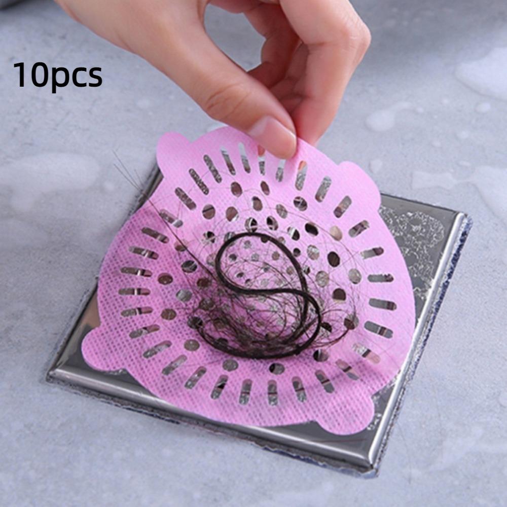 10pcs Hair Cleaning Disposable Floor Drain Sticker Hair Catcher Multipurpose Strainer  Kitchen