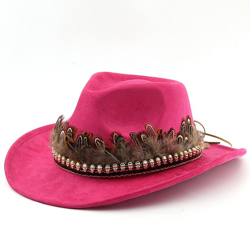 Suede denim hat for men and women, couple's ethnic style curled brim top hat, sun hat, jazz hat