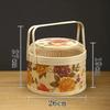 Kitchen Basket for Rice Dumplings and Mooncakes, Souvenir Packaging, Round Peony Flower, Portable Bamboo Basket, Bamboo