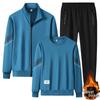 Men's Winter Plus Velvet Casual Sports Suit: Loose-Fit Round Neck Sweatshirt, Thick Coat, Trendy Large Size 3-Piece Set