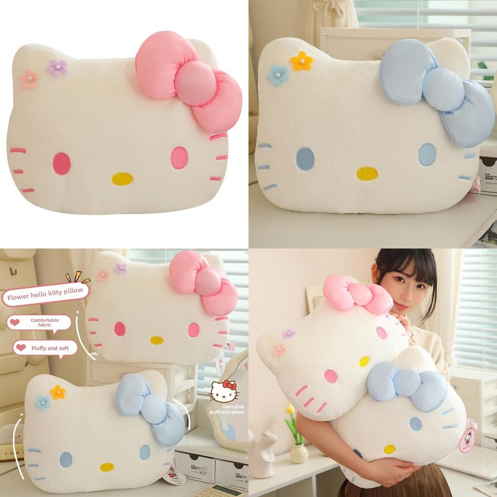 Hellokitty Plush Soft Pillow With Flower And Bow Decorations For Kids Gift