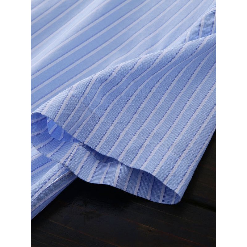 Nature Enzyme Washed 100/Cotton Export Factory Tail Order Men Summer Casual Stripes Short Sleeve Shirt Shirt