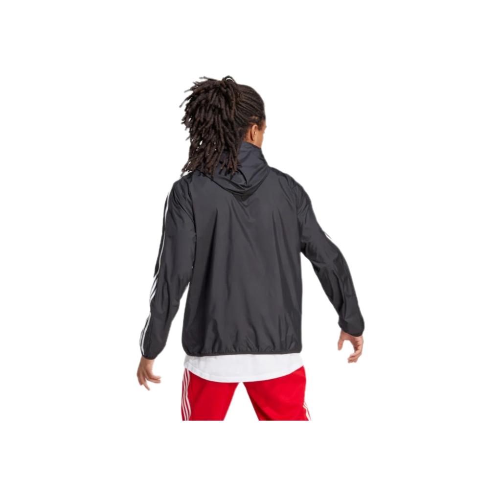 adidas Logo Stripe Hooded Jacket Men Outerwear Black IB0378