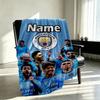 Custom Name Personalized Manchester City FC Print Blankets, Home Decor, Bedroom, Sofa, Camping, Couch, Gifts for Birthday Christmas