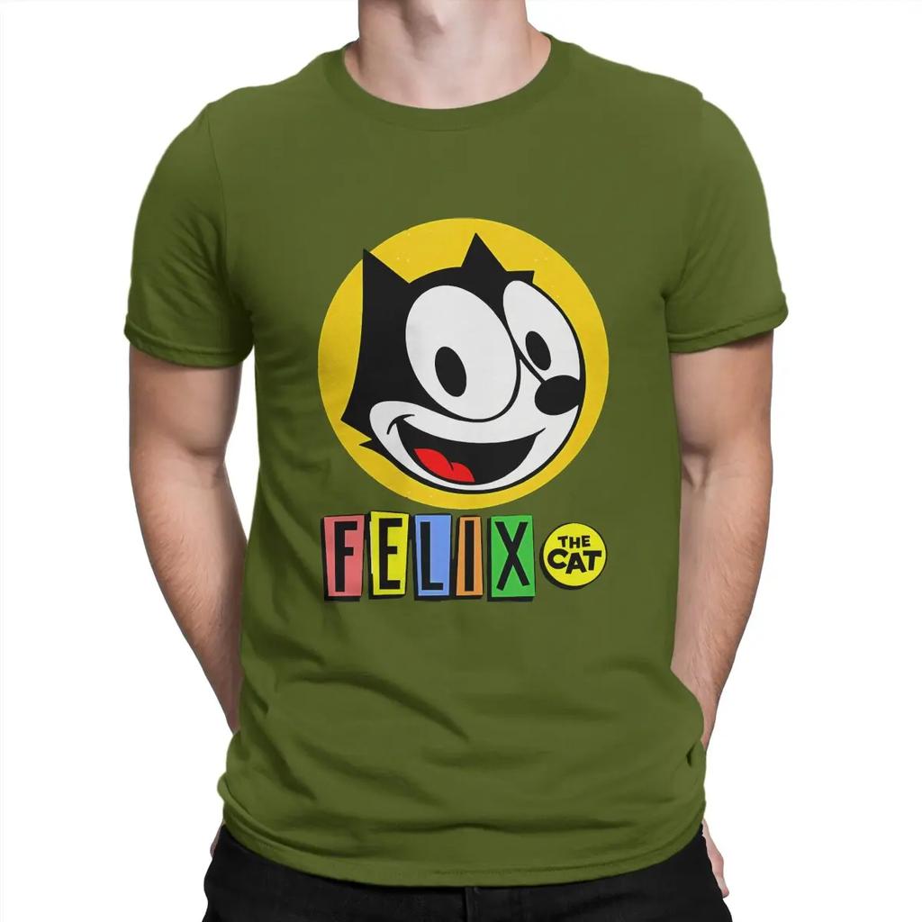 T-shirt da uomo per fan Cotone puro Fantastici T-shirt Girocollo F-Felix il Gatto Cartoni Animati Magliette a Manica Corta Top Stampa