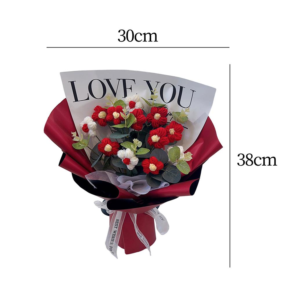 Dzianinowy Kwiat Gotowy Dekoracja Domu Bukiet Kwiatów Szydełkowych na Dzień Nauczyciela Urodziny Rocznicę Dzień Dziękczynienia Kobiety