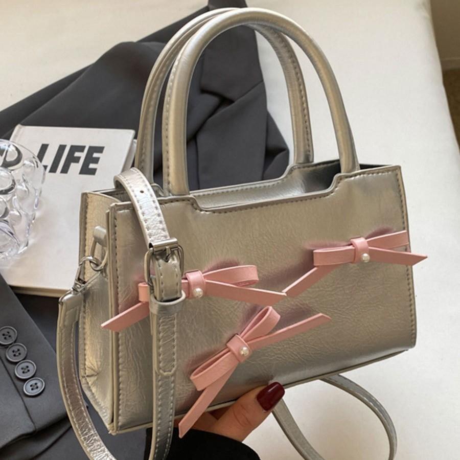 Stylish Small Kelly Bag With Butterfly Bow Design Pu Material Street Fashion Trend Oval Shape 2023 New Winter Shoulder Bag