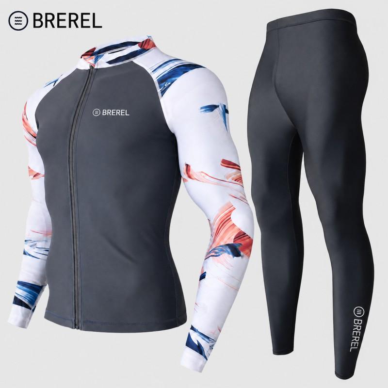 Herren UV-Schutz Rash Guard Set Langarm Schnelltrocknend Badeanzug Surfen Schnorcheln Tauchen Schwimmen