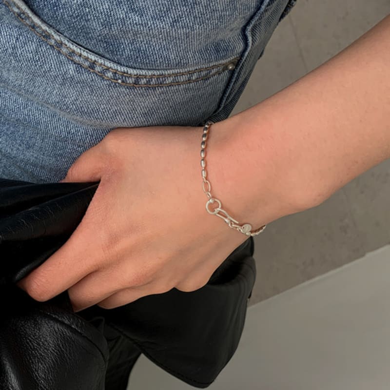 Melliv Silver Fish Hook Eggball Chain Bracelet_mvb02