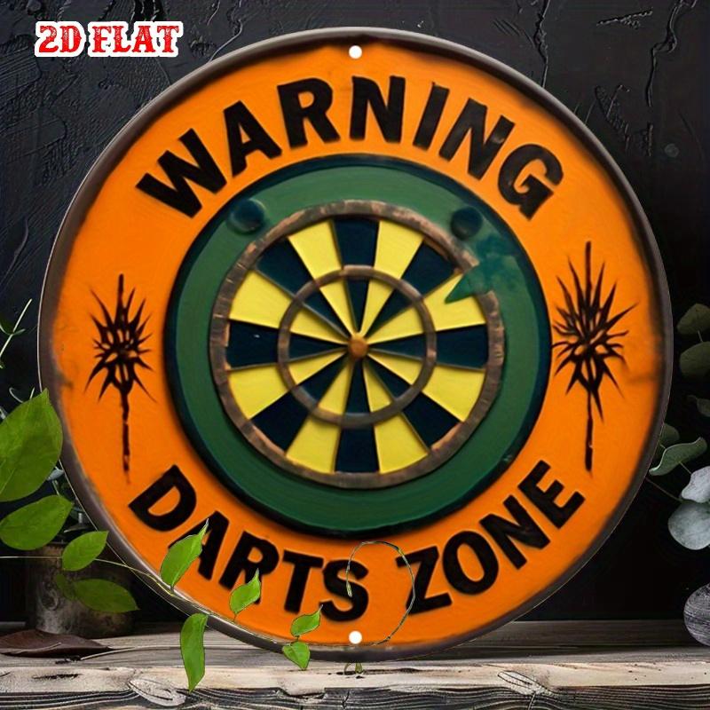 pc Dart Board Warning Sign HeavyDuty Aluminum Metal Dart Game Room Decor with Numbered Bullseye Target IndoorOutd