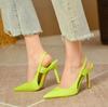 New Spring New Brand Women Slingback Sandals Pointed Toe Slip On Thin High Heel Ladies Elegant Pumps Shoes Drss Sandals