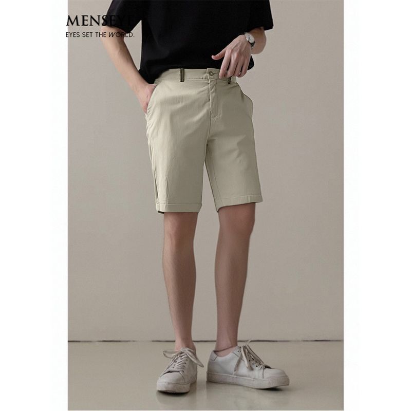 Menseye Men's Shorts Men's Summer Casual Pants Workwear Style Japanese Khaki Versatile Color-Blocking