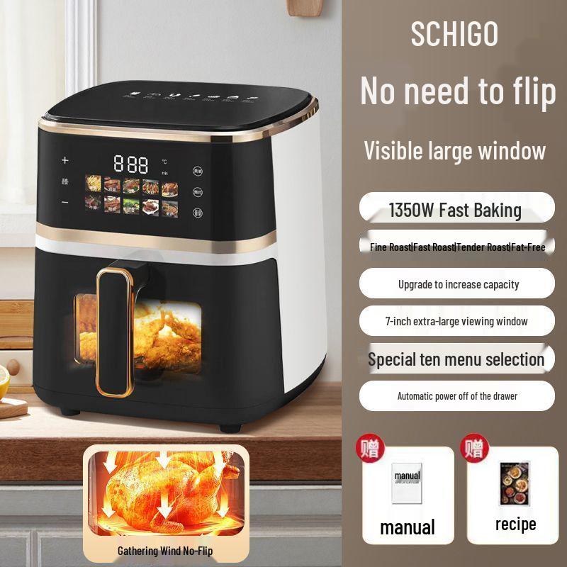 Elektrische Heißluftfritteuse mit großem Fassungsvermögen und Sichtfenster