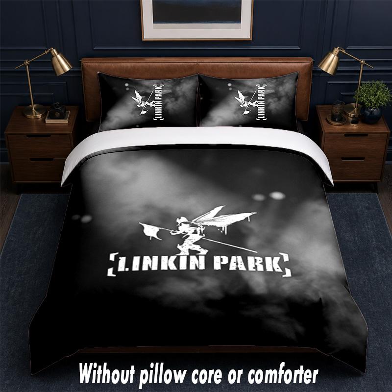 Linkin Park Design Bed Bedding Set 1 Duvet Cover + 2 Pillowcases Soft Breathable Household Bed Linens