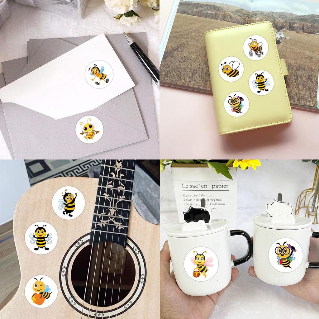 Cartoon Bee Stickers (500/Roll) for Kids' Reward & Creative Journaling