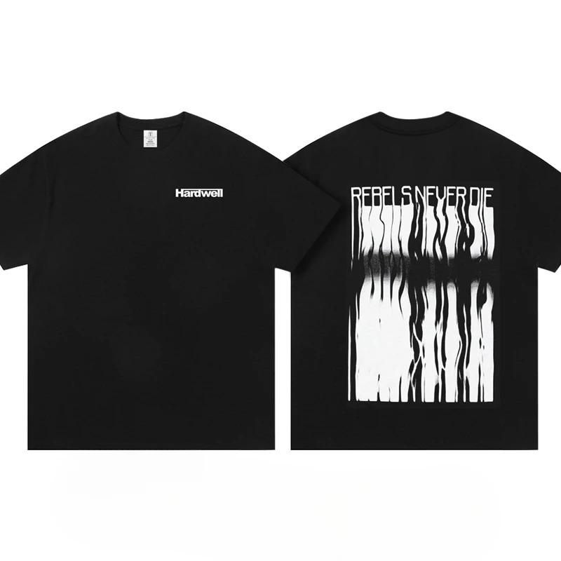 

2025 Men s and Women s New Hardwell Cotton Short Sleeve T-shirt Men s Top 100 Dj Around Clothes Oversized high quality soft tee L