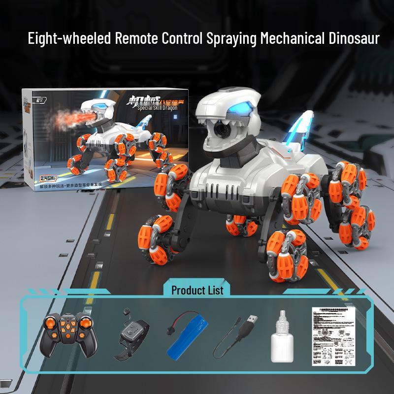 Gesture-Control Dinosaur Stunt Car: 8-Wheel Drift, Spray, Lights & Music Toy