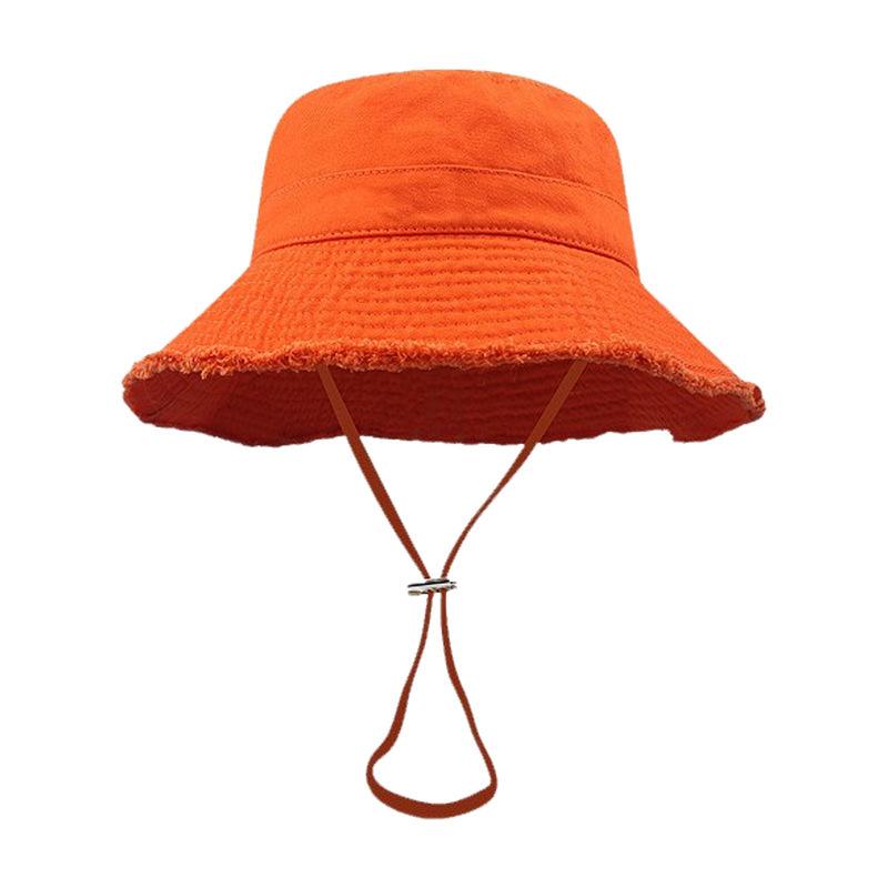 

Outdoor sunshade, sun protection, fringed fisherman hat for women, solid color beach, foldable basin hat for men, multiple color помаранчевий