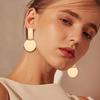 European Metal Round Drop Earrings Vintage Women Irregular Geometry Exaggerate Long Chunky Dangle Ear Pendant Statement Jewelry