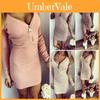 Elegantes Damen Reißverschluss V-Ausschnitt Langarm Strick Bodycon Party Abend Mini Kleid Tops Für Alle Anlässe