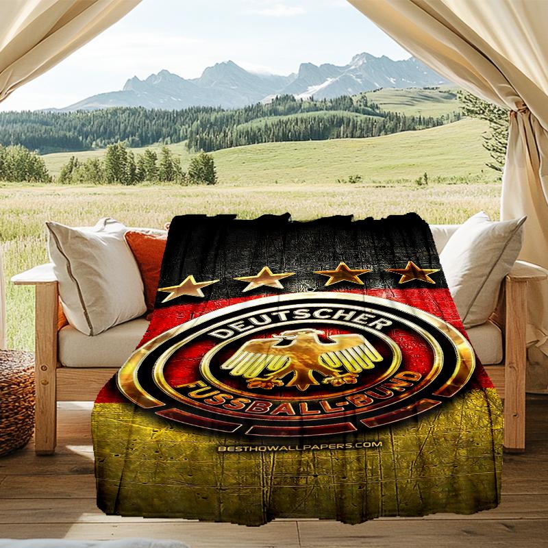 1PC Germany Football Emblem Printed Soft Flannel Blanket Throw for Adult Bedroom Living Room Sofa Camping Travel Fan gifts Christmas Gifts