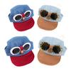 Haustier-Baseballkappe mit Sonnenbrille für Hunde, Katzen, Kaninchen, Breitkrempige Kopfbedeckung, Niedliches Sommerdesign, Verstellbare Krawatte