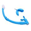 Freediving Snorkel 2 in 1 Silicone Streamlined Soft Flexible Roll Up Folding Snorkel Tube for Scuba Diving Blue