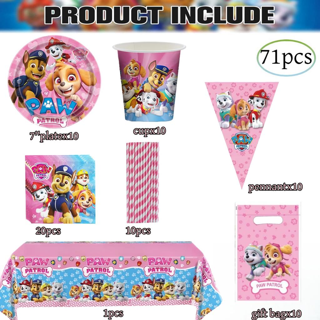 PAW Patrol Doğum Günü Süslemeleri Skye Tek Kullanımlık Sofra Takımı Seti Köpek Masa Örtüsü Tabak Hediye Çantası Bebek Partisi Çocuk Hediyesi Parti Malzemeleri