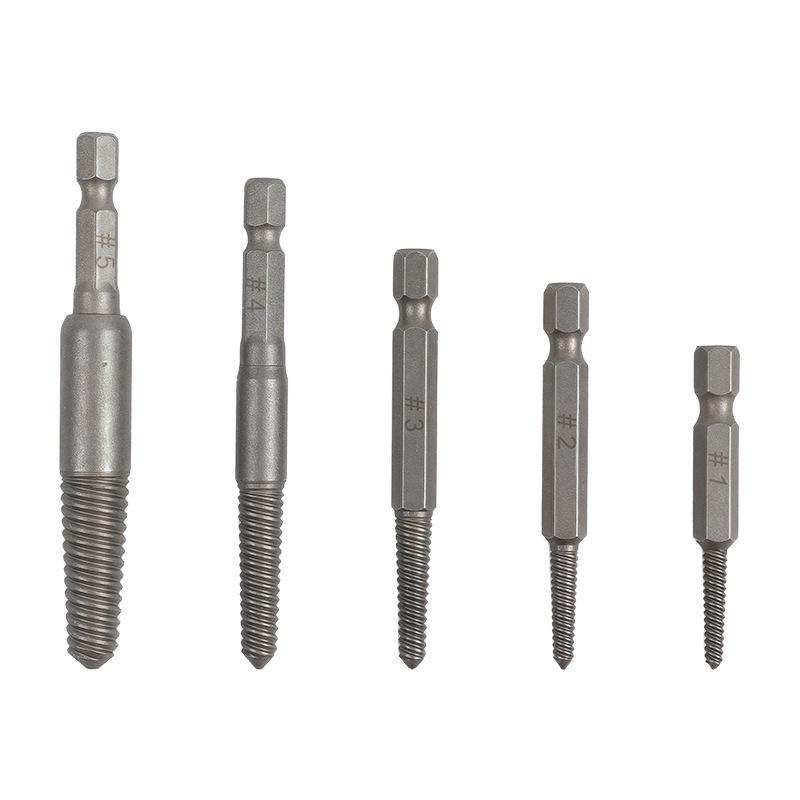 5-Piece Hex Shank Screw Extractor Set, 60mm Quick Release, Black Electric Thread Remover.